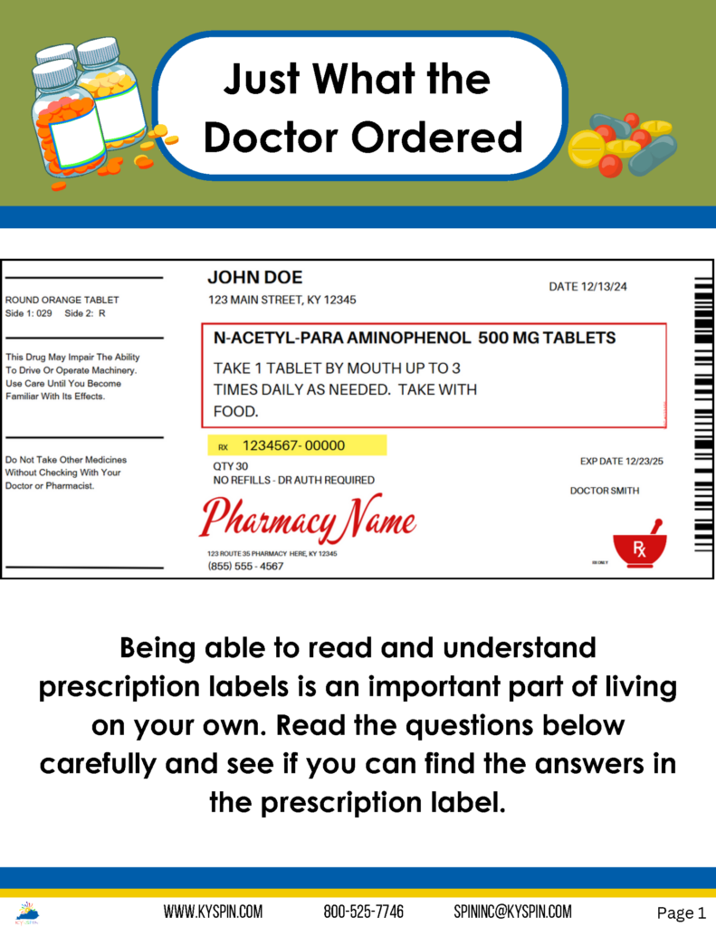 Just what the Doctor Ordered Infographic (reading and understanding
prescription labels) page 1