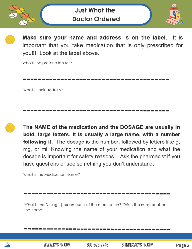 Just what the Doctor Ordered Infographic (reading and understanding
prescription labels) page 2