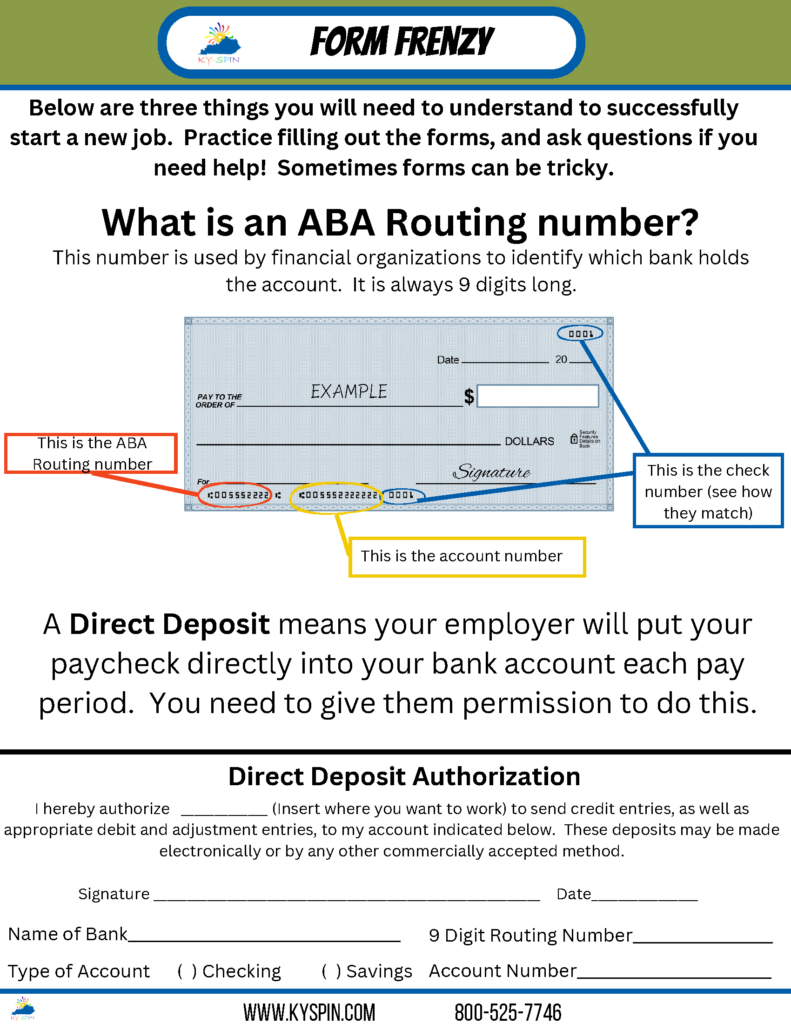 KY-SPIN’s Employment Worksheets