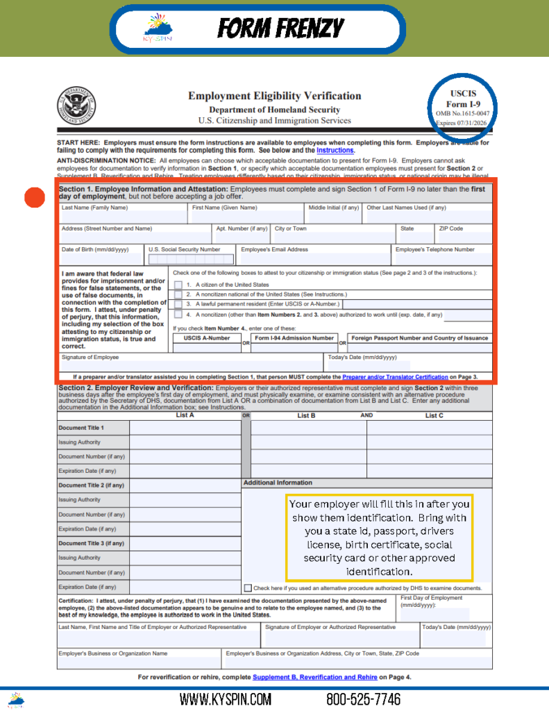 KY-SPIN’s Employment Worksheets